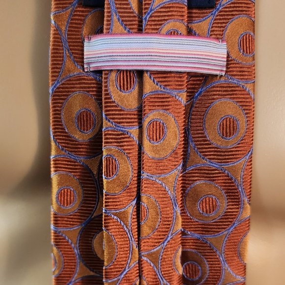 TED BAKER LONDON Burnt orange and Tan Geometric Silk Tie - Picture 5 of 5
